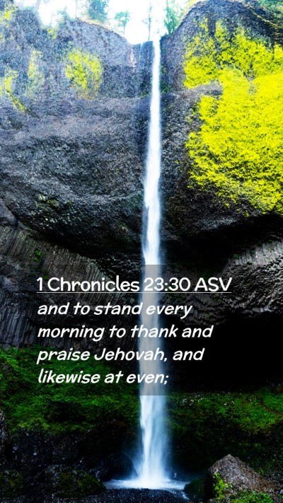 Picture 02 - 1 Chronicles 23:30 ASV Mobile Phone Wallpaper - and to stand every morning to thank and praise - Mobile Bible Verse Wallpaper
