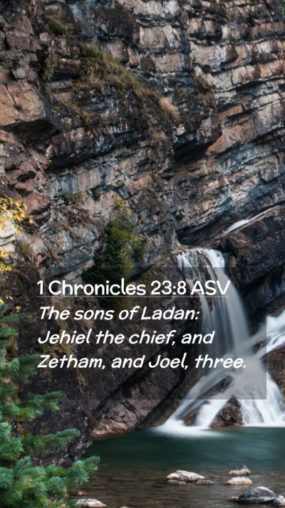 Picture 02 - 1 Chronicles 23:8 ASV Mobile Phone Wallpaper - The sons of Ladan: Jehiel the chief, and Zetham, - Mobile Bible Verse Wallpaper