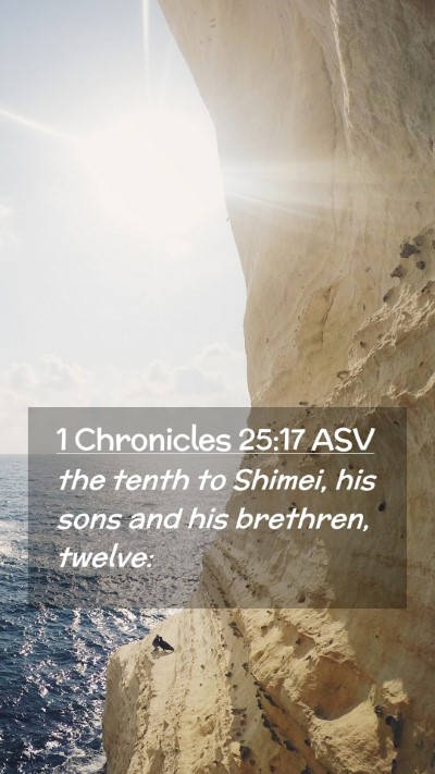Picture 02 - 1 Chronicles 25:17 ASV Mobile Phone Wallpaper - the tenth to Shimei, his sons and his brethren, - Mobile Bible Verse Wallpaper