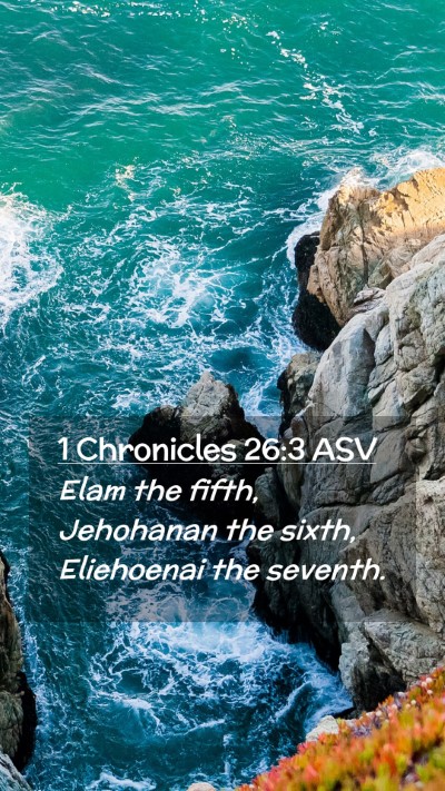 Picture 02 - 1 Chronicles 26:3 ASV Mobile Phone Wallpaper - Elam the fifth, Jehohanan the sixth, Eliehoenai - Mobile Bible Verse Wallpaper