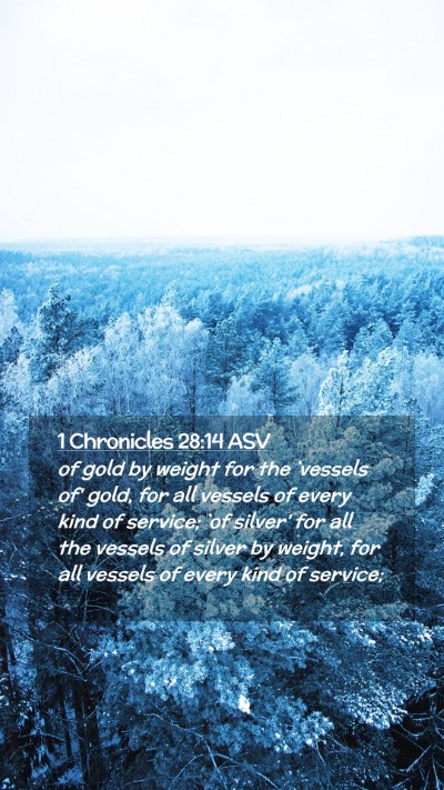 Picture 02 - 1 Chronicles 28:14 ASV Mobile Phone Wallpaper - of gold by weight for the `vessels of' gold, for - Mobile Bible Verse Wallpaper