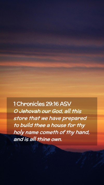 Picture 02 - 1 Chronicles 29:16 ASV Mobile Phone Wallpaper - O Jehovah our God, all this store that we have - Mobile Bible Verse Wallpaper