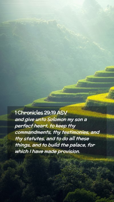 Picture 02 - 1 Chronicles 29:19 ASV Mobile Phone Wallpaper - and give unto Solomon my son a perfect heart, to - Mobile Bible Verse Wallpaper