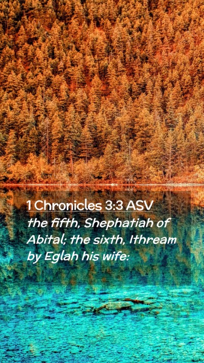 Picture 02 - 1 Chronicles 3:3 ASV Mobile Phone Wallpaper - the fifth, Shephatiah of Abital; the sixth, - Mobile Bible Verse Wallpaper