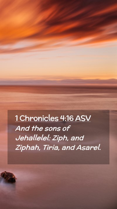 Picture 02 - 1 Chronicles 4:16 ASV Mobile Phone Wallpaper - And the sons of Jehallelel: Ziph, and Ziphah, - Mobile Bible Verse Wallpaper