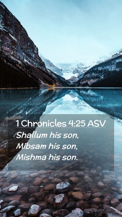 Picture 02 - 1 Chronicles 4:25 ASV Mobile Phone Wallpaper - Shallum his son, Mibsam his son, Mishma his - Mobile Bible Verse Wallpaper