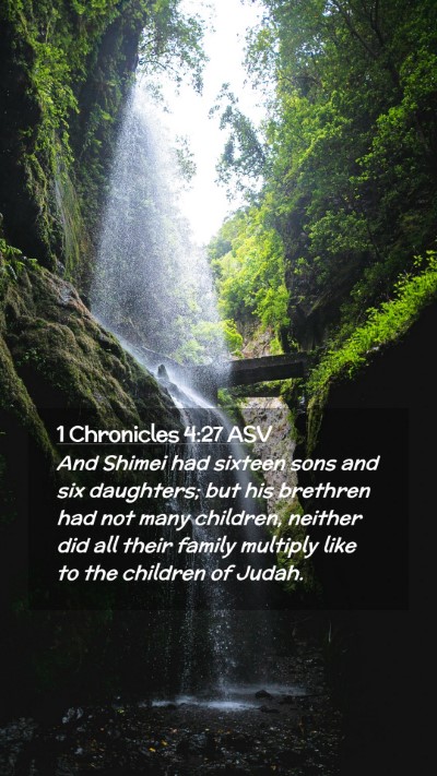 Picture 02 - 1 Chronicles 4:27 ASV Mobile Phone Wallpaper - And Shimei had sixteen sons and six daughters; - Mobile Bible Verse Wallpaper
