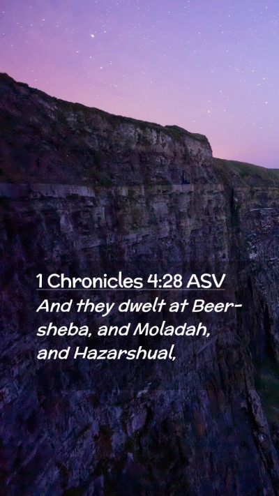 Picture 02 - 1 Chronicles 4:28 ASV Mobile Phone Wallpaper - And they dwelt at Beer-sheba, and Moladah, and - Mobile Bible Verse Wallpaper