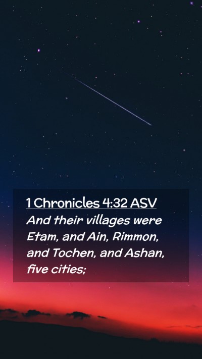Picture 02 - 1 Chronicles 4:32 ASV Mobile Phone Wallpaper - And their villages were Etam, and Ain, Rimmon, - Mobile Bible Verse Wallpaper