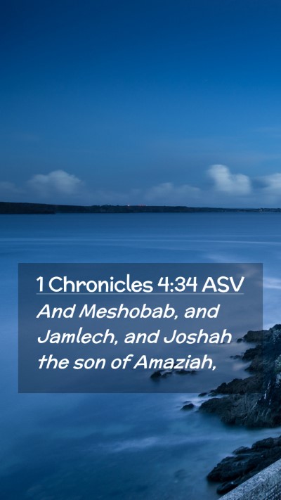 Picture 02 - 1 Chronicles 4:34 ASV Mobile Phone Wallpaper - And Meshobab, and Jamlech, and Joshah the son of - Mobile Bible Verse Wallpaper