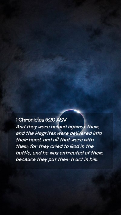 Picture 02 - 1 Chronicles 5:20 ASV Mobile Phone Wallpaper - And they were helped against them, and the - Mobile Bible Verse Wallpaper