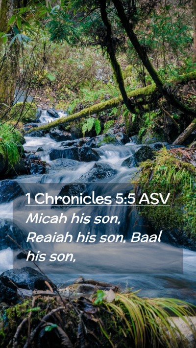 Picture 02 - 1 Chronicles 5:5 ASV Mobile Phone Wallpaper - Micah his son, Reaiah his son, Baal his - Mobile Bible Verse Wallpaper
