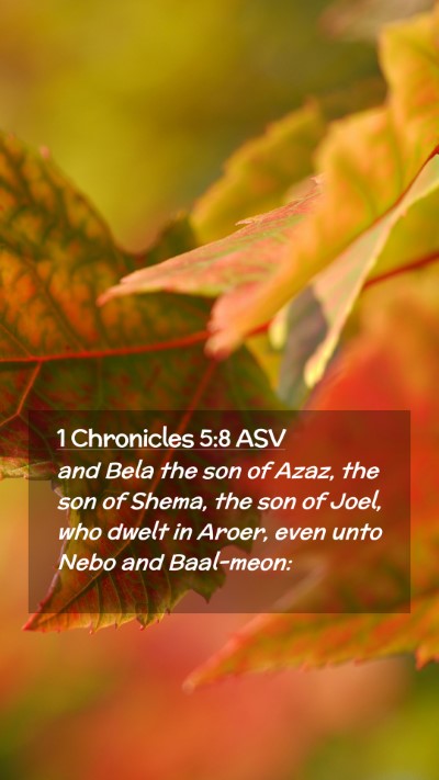 Picture 02 - 1 Chronicles 5:8 ASV Mobile Phone Wallpaper - and Bela the son of Azaz, the son of Shema, the - Mobile Bible Verse Wallpaper