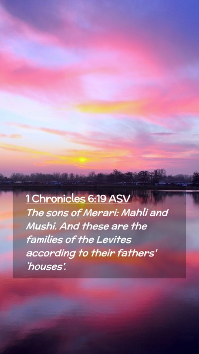 Picture 02 - 1 Chronicles 6:19 ASV Mobile Phone Wallpaper - The sons of Merari: Mahli and Mushi. And these - Mobile Bible Verse Wallpaper