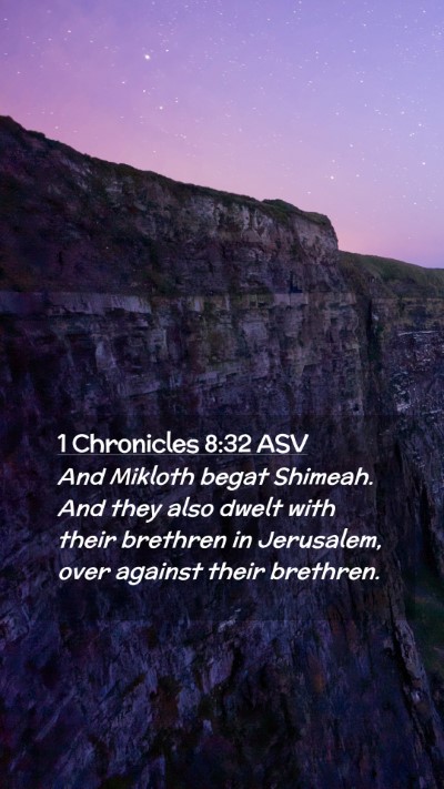Picture 02 - 1 Chronicles 8:32 ASV Mobile Phone Wallpaper - And Mikloth begat Shimeah. And they also dwelt - Mobile Bible Verse Wallpaper