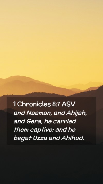 Picture 02 - 1 Chronicles 8:7 ASV Mobile Phone Wallpaper - and Naaman, and Ahijah, and Gera, he carried them - Mobile Bible Verse Wallpaper