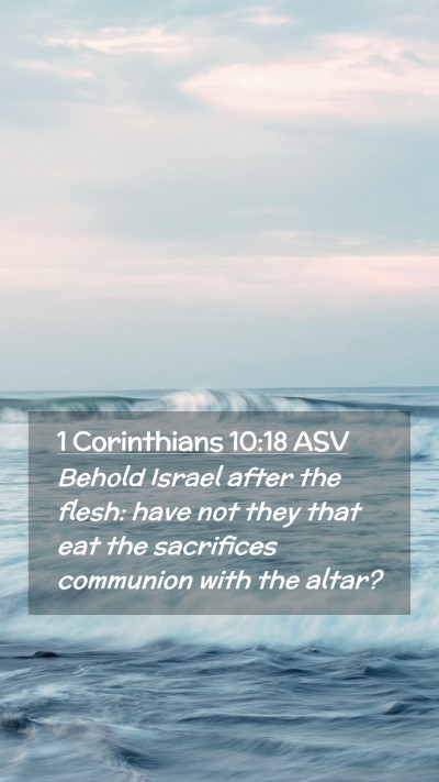 Picture 02 - 1 Corinthians 10:18 ASV Mobile Phone Wallpaper - Behold Israel after the flesh: have not they that - Mobile Bible Verse Wallpaper