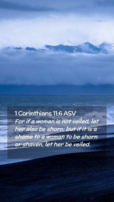 Picture 02 - 1 Corinthians 11:6 ASV Mobile Phone Wallpaper - For if a woman is not veiled, let her also be - Mobile Bible Verse Wallpaper