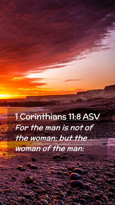 Picture 02 - 1 Corinthians 11:8 ASV Mobile Phone Wallpaper - For the man is not of the woman; but the woman of - Mobile Bible Verse Wallpaper