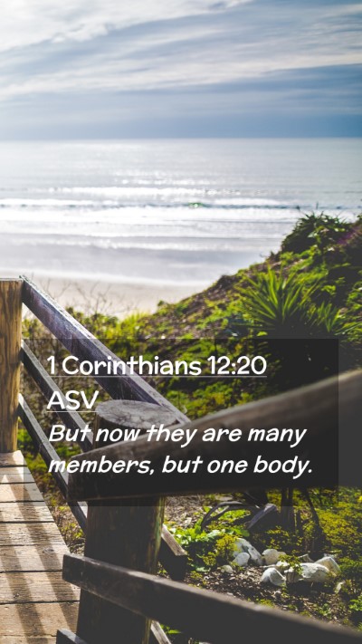 Picture 02 - 1 Corinthians 12:20 ASV Mobile Phone Wallpaper - But now they are many members, but one - Mobile Bible Verse Wallpaper