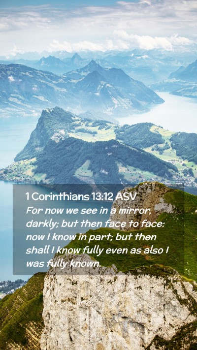 Picture 02 - 1 Corinthians 13:12 ASV Mobile Phone Wallpaper - For now we see in a mirror, darkly; but then face - Mobile Bible Verse Wallpaper
