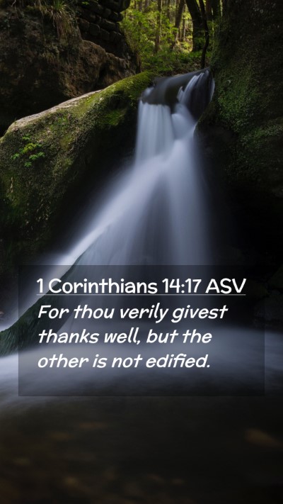 Picture 02 - 1 Corinthians 14:17 ASV Mobile Phone Wallpaper - For thou verily givest thanks well, but the other - Mobile Bible Verse Wallpaper