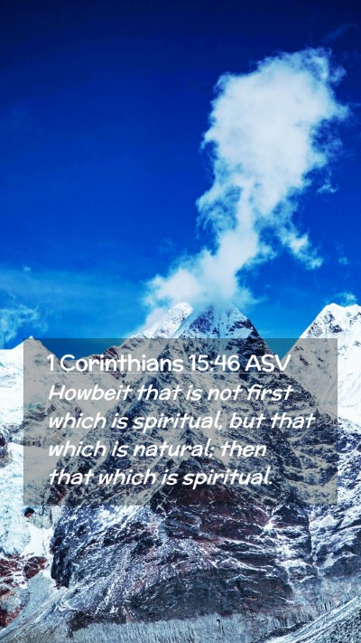 Picture 02 - 1 Corinthians 15:46 ASV Mobile Phone Wallpaper - Howbeit that is not first which is spiritual, but - Mobile Bible Verse Wallpaper