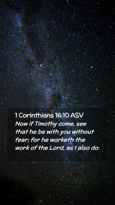 Picture 02 - 1 Corinthians 16:10 ASV Mobile Phone Wallpaper - Now if Timothy come, see that he be with you - Mobile Bible Verse Wallpaper