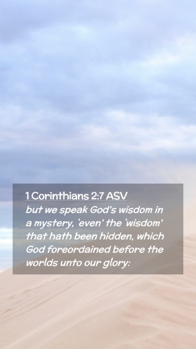 Picture 02 - 1 Corinthians 2:7 ASV Mobile Phone Wallpaper - but we speak God's wisdom in a mystery, `even' - Mobile Bible Verse Wallpaper