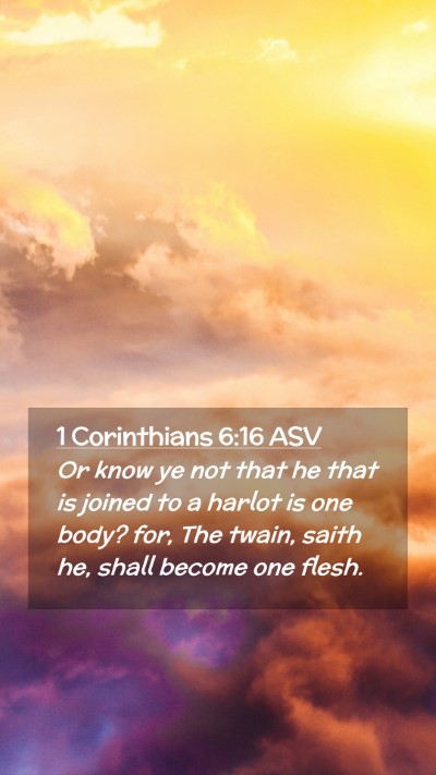 Picture 02 - 1 Corinthians 6:16 ASV Mobile Phone Wallpaper - Or know ye not that he that is joined to a harlot - Mobile Bible Verse Wallpaper