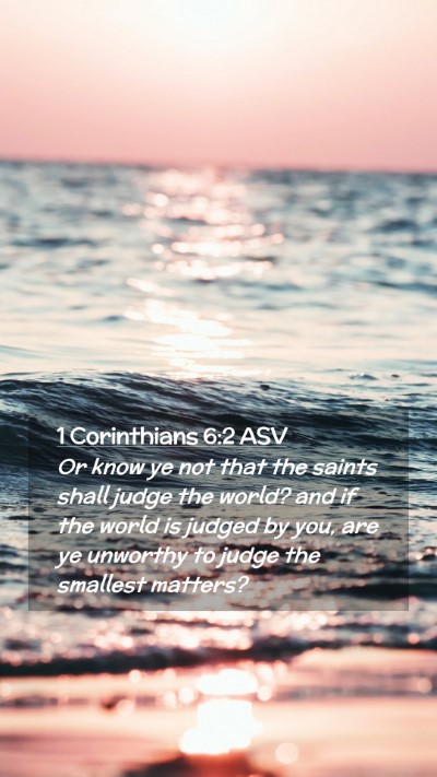 Picture 02 - 1 Corinthians 6:2 ASV Mobile Phone Wallpaper - Or know ye not that the saints shall judge the - Mobile Bible Verse Wallpaper