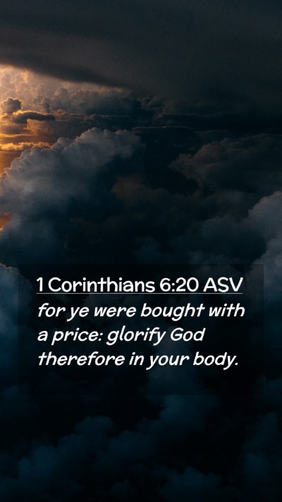 Picture 02 - 1 Corinthians 6:20 ASV Mobile Phone Wallpaper - for ye were bought with a price: glorify God - Mobile Bible Verse Wallpaper