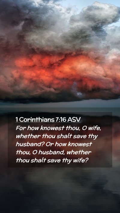 Picture 02 - 1 Corinthians 7:16 ASV Mobile Phone Wallpaper - For how knowest thou, O wife, whether thou shalt - Mobile Bible Verse Wallpaper