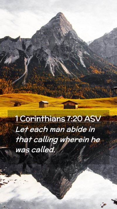 Picture 02 - 1 Corinthians 7:20 ASV Mobile Phone Wallpaper - Let each man abide in that calling wherein he was - Mobile Bible Verse Wallpaper