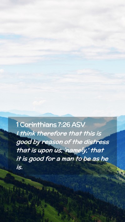Picture 02 - 1 Corinthians 7:26 ASV Mobile Phone Wallpaper - I think therefore that this is good by reason of - Mobile Bible Verse Wallpaper