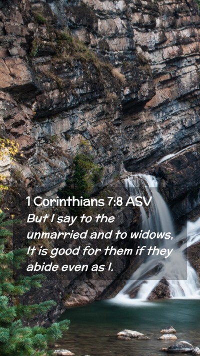 Picture 02 - 1 Corinthians 7:8 ASV Mobile Phone Wallpaper - But I say to the unmarried and to widows, It is - Mobile Bible Verse Wallpaper