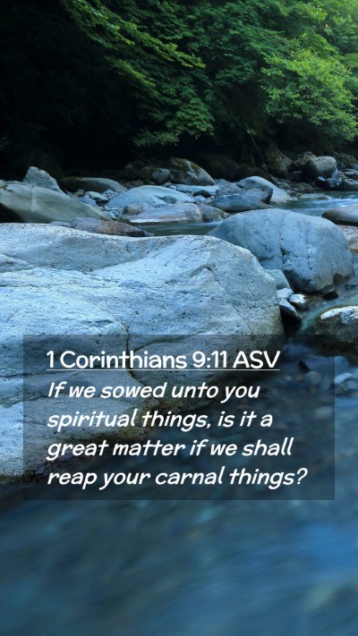 Picture 02 - 1 Corinthians 9:11 ASV Mobile Phone Wallpaper - If we sowed unto you spiritual things, is it a - Mobile Bible Verse Wallpaper