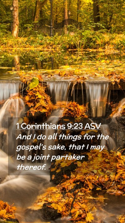 Picture 02 - 1 Corinthians 9:23 ASV Mobile Phone Wallpaper - And I do all things for the gospel's sake, that I - Mobile Bible Verse Wallpaper