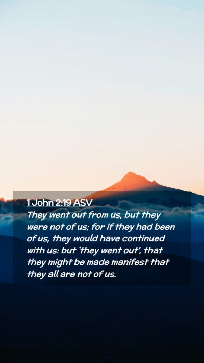 Picture 02 - 1 John 2:19 ASV Mobile Phone Wallpaper - They went out from us, but they were not of us; - Mobile Bible Verse Wallpaper