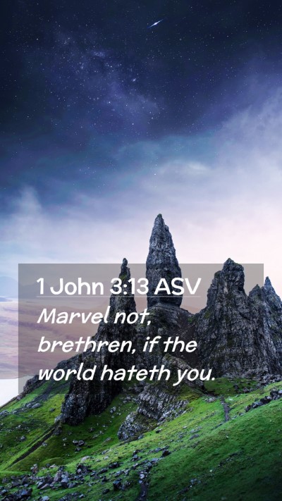 Picture 02 - 1 John 3:13 ASV Mobile Phone Wallpaper - Marvel not, brethren, if the world hateth - Mobile Bible Verse Wallpaper