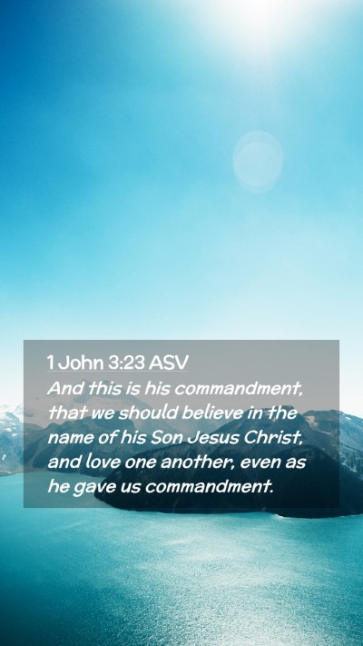 Picture 02 - 1 John 3:23 ASV Mobile Phone Wallpaper - And this is his commandment, that we should - Mobile Bible Verse Wallpaper