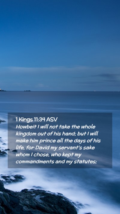 Picture 02 - 1 Kings 11:34 ASV Mobile Phone Wallpaper - Howbeit I will not take the whole kingdom out of - Mobile Bible Verse Wallpaper