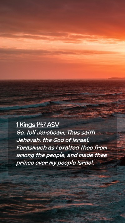 Picture 02 - 1 Kings 14:7 ASV Mobile Phone Wallpaper - Go, tell Jeroboam, Thus saith Jehovah, the God of - Mobile Bible Verse Wallpaper