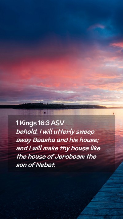 Picture 02 - 1 Kings 16:3 ASV Mobile Phone Wallpaper - behold, I will utterly sweep away Baasha and his - Mobile Bible Verse Wallpaper