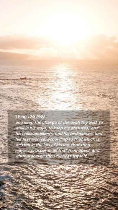 Picture 02 - 1 Kings 2:3 ASV Mobile Phone Wallpaper - and keep the charge of Jehovah thy God, to walk - Mobile Bible Verse Wallpaper