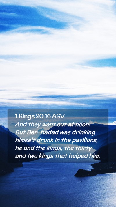 Picture 02 - 1 Kings 20:16 ASV Mobile Phone Wallpaper - And they went out at noon. But Ben-hadad was - Mobile Bible Verse Wallpaper