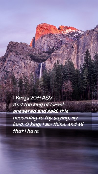 Picture 02 - 1 Kings 20:4 ASV Mobile Phone Wallpaper - And the king of Israel answered and said, It is - Mobile Bible Verse Wallpaper