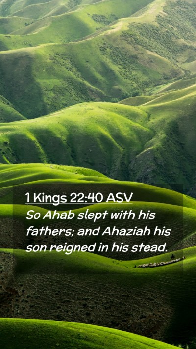 Picture 02 - 1 Kings 22:40 ASV Mobile Phone Wallpaper - So Ahab slept with his fathers; and Ahaziah his - Mobile Bible Verse Wallpaper