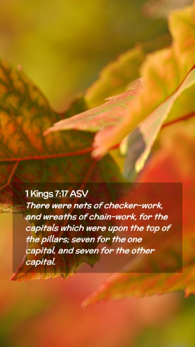 Picture 02 - 1 Kings 7:17 ASV Mobile Phone Wallpaper - There were nets of checker-work, and wreaths of - Mobile Bible Verse Wallpaper