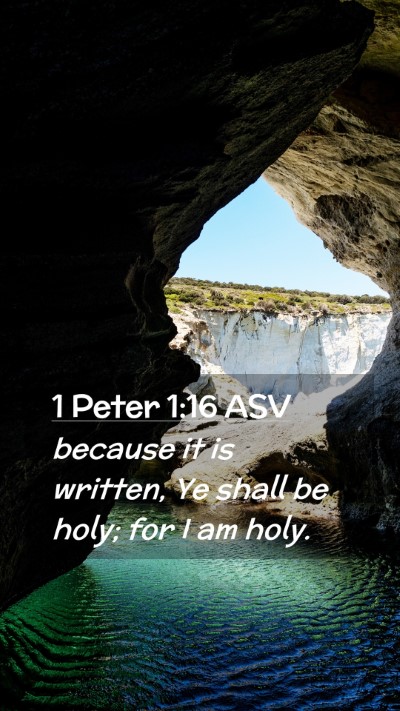 Picture 02 - 1 Peter 1:16 ASV Mobile Phone Wallpaper - because it is written, Ye shall be holy; for I am - Mobile Bible Verse Wallpaper